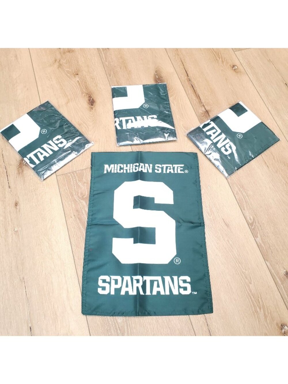 NEW Michigan State Banner Flag Garden 17"x12" Lot of 4 Spartans Double Sided